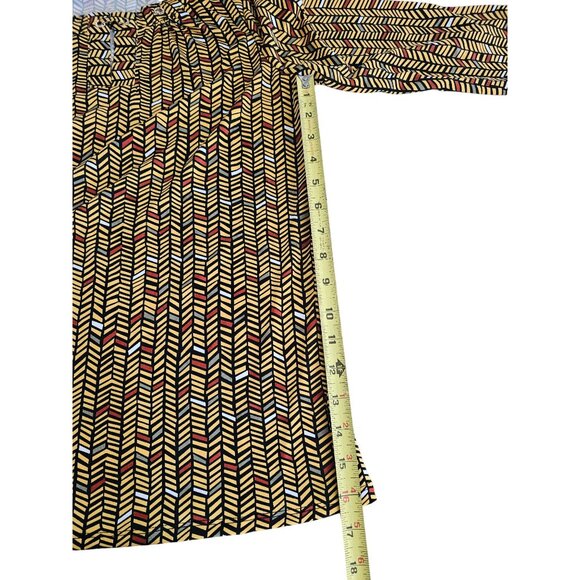 Notations Womens Blouse 3/4 Sleeve Abstract Yellow Keyhole Embellished Sz M NWT - Picture 4 of 12